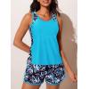 imageSummer Mae Blouson Tankini Swimsuits for Women 2025 Tummy Control Two Piece Bathing Suits with Sporty Pockets Swim ShortsBlack Floral Sketch