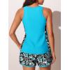 imageSummer Mae Blouson Tankini Swimsuits for Women 2025 Tummy Control Two Piece Bathing Suits with Sporty Pockets Swim ShortsBlack Floral Sketch