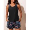 imageSummer Mae Blouson Tankini Swimsuits for Women 2025 Tummy Control Two Piece Bathing Suits with Sporty Pockets Swim ShortsBlack Paisley
