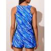 imageSummer Mae Blouson Tankini Swimsuits for Women 2025 Tummy Control Two Piece Bathing Suits with Sporty Pockets Swim ShortsBlue Ocean Ripples