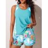 imageSummer Mae Blouson Tankini Swimsuits for Women 2025 Tummy Control Two Piece Bathing Suits with Sporty Pockets Swim ShortsBlue Oceana