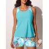 imageSummer Mae Blouson Tankini Swimsuits for Women 2025 Tummy Control Two Piece Bathing Suits with Sporty Pockets Swim ShortsBlue Oceana