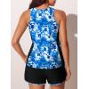 imageSummer Mae Blouson Tankini Swimsuits for Women 2025 Tummy Control Two Piece Bathing Suits with Sporty Pockets Swim ShortsBlue Tiedye