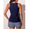 imageSummer Mae Blouson Tankini Swimsuits for Women 2025 Tummy Control Two Piece Bathing Suits with Sporty Pockets Swim ShortsBlue and White Stripes