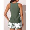 imageSummer Mae Blouson Tankini Swimsuits for Women 2025 Tummy Control Two Piece Bathing Suits with Sporty Pockets Swim ShortsGreen Shadowa