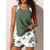 imageSummer Mae Blouson Tankini Swimsuits for Women 2025 Tummy Control Two Piece Bathing Suits with Sporty Pockets Swim ShortsGreen Shadowa