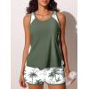 imageSummer Mae Blouson Tankini Swimsuits for Women 2025 Tummy Control Two Piece Bathing Suits with Sporty Pockets Swim ShortsGreen Shadowa
