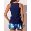 imageSummer Mae Blouson Tankini Swimsuits for Women 2025 Tummy Control Two Piece Bathing Suits with Sporty Pockets Swim ShortsNavy Gradient