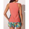imageSummer Mae Blouson Tankini Swimsuits for Women 2025 Tummy Control Two Piece Bathing Suits with Sporty Pockets Swim ShortsOrange Leavesa