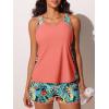imageSummer Mae Blouson Tankini Swimsuits for Women 2025 Tummy Control Two Piece Bathing Suits with Sporty Pockets Swim ShortsOrange Leavesa