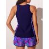 imageSummer Mae Blouson Tankini Swimsuits for Women 2025 Tummy Control Two Piece Bathing Suits with Sporty Pockets Swim ShortsPurple Leaf Shadows