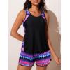 imageSummer Mae Blouson Tankini Swimsuits for Women 2025 Tummy Control Two Piece Bathing Suits with Sporty Pockets Swim ShortsRedblue Shimmer