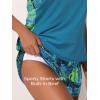 imageSummer Mae Blouson Tankini Swimsuits for Women 2025 Tummy Control Two Piece Bathing Suits with Sporty Pockets Swim ShortsTropical Green Leaves