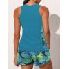 imageSummer Mae Blouson Tankini Swimsuits for Women 2025 Tummy Control Two Piece Bathing Suits with Sporty Pockets Swim ShortsTropical Green Leaves