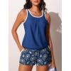 imageSummer Mae Blouson Womens Tankini Swimsuits Tummy Control Modest 2025 Two Piece with Sporty Pockets Bathing SuitsBlue Paisley Print