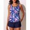imageSummer Mae Blouson Womens Tankini Swimsuits Tummy Control Modest 2025 Two Piece with Sporty Pockets Bathing SuitsBluepurple Brocade