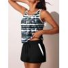 imageSummer Mae Blouson Womens Tankini Swimsuits Tummy Control Modest 2025 Two Piece with Sporty Pockets Bathing SuitsWave Print
