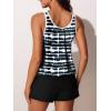 imageSummer Mae Blouson Womens Tankini Swimsuits Tummy Control Modest 2025 Two Piece with Sporty Pockets Bathing SuitsWave Print