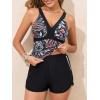 imageSummer Mae Color Block Tankini Swimsuits for Women 2025 with Side Pockets Sporty Swim Shorts Two Piece Bathing SuitsBright Paisley