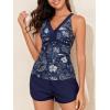 imageSummer Mae Color Block Tankini Swimsuits for Women 2025 with Side Pockets Sporty Swim Shorts Two Piece Bathing SuitsDeep Sea Floral Dance