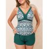 imageSummer Mae Color Block Tankini Swimsuits for Women 2025 with Side Pockets Sporty Swim Shorts Two Piece Bathing SuitsGreen Floral Print