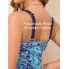 imageSummer Mae Color Block Tankini Swimsuits for Women 2025 with Side Pockets Sporty Swim Shorts Two Piece Bathing SuitsSwaying Blue Leaves