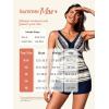 imageSummer Mae Color Block Tankini Swimsuits for Women 2025 with Side Pockets Sporty Swim Shorts Two Piece Bathing SuitsSwaying Blue Leaves