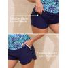 imageSummer Mae Color Block Tankini Swimsuits for Women 2025 with Side Pockets Sporty Swim Shorts Two Piece Bathing SuitsSwaying Blue Leaves
