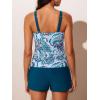 imageSummer Mae Color Block Tankini Swimsuits for Women 2025 with Side Pockets Sporty Swim Shorts Two Piece Bathing SuitsTeal Paisley