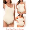 imageSummer Mae Maternity One Piece Swimsuit Seamless Ribbed Bathing Suit Scoop Neck Pregnancy Swimwear One Size Fits SXLBeige