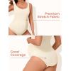 imageSummer Mae Maternity One Piece Swimsuit Seamless Ribbed Bathing Suit Scoop Neck Pregnancy Swimwear One Size Fits SXLBeige