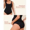 imageSummer Mae Maternity One Piece Swimsuit Seamless Ribbed Bathing Suit Scoop Neck Pregnancy Swimwear One Size Fits SXLBlack
