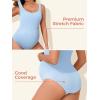 imageSummer Mae Maternity One Piece Swimsuit Seamless Ribbed Bathing Suit Scoop Neck Pregnancy Swimwear One Size Fits SXLBlue