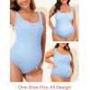 imageSummer Mae Maternity One Piece Swimsuit Seamless Ribbed Bathing Suit Scoop Neck Pregnancy Swimwear One Size Fits SXLBlue