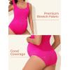 imageSummer Mae Maternity One Piece Swimsuit Seamless Ribbed Bathing Suit Scoop Neck Pregnancy Swimwear One Size Fits SXLHot Pink