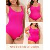 imageSummer Mae Maternity One Piece Swimsuit Seamless Ribbed Bathing Suit Scoop Neck Pregnancy Swimwear One Size Fits SXLHot Pink