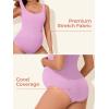 imageSummer Mae Maternity One Piece Swimsuit Seamless Ribbed Bathing Suit Scoop Neck Pregnancy Swimwear One Size Fits SXLPurple