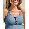 imageSummer Mae Maternity Swimsuit One Piece Bathing Suit Button Neck Cross BackBaby Blue