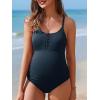 imageSummer Mae Maternity Swimsuit One Piece Bathing Suit Button Neck Cross BackNavy