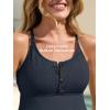 imageSummer Mae Maternity Swimsuit One Piece Bathing Suit Button Neck Cross BackNavy