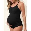 imageSummer Mae Maternity Swimsuit One Piece Bathing Suit Button Neck Cross BackScalloped Black