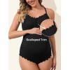 imageSummer Mae Maternity Swimsuit One Piece Bathing Suit Button Neck Cross BackScalloped Black