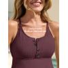 imageSummer Mae Maternity Swimsuit One Piece Bathing Suit Button Neck Cross BackWine