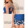 imageSummer Mae Maternity Two Piece Swimsuit Tankini High Waist Pregnancy Bathing Suit with Pockets Cross Back SwimwearBlue Leopard Print