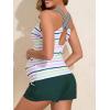 imageSummer Mae Maternity Two Piece Swimsuit Tankini High Waist Pregnancy Bathing Suit with Pockets Cross Back SwimwearRainbow Parallel Paths