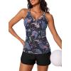 imageSummer Mae Modest Tankini Swimsuits for Women 2025 Two Piece Bathing Suits with Sporty Pockets Boy Shorts for Tummy ControlBlack Paisley