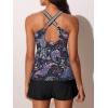 imageSummer Mae Modest Tankini Swimsuits for Women 2025 Two Piece Bathing Suits with Sporty Pockets Boy Shorts for Tummy ControlBlack Paisley