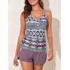 imageSummer Mae Modest Tankini Swimsuits for Women 2025 Two Piece Bathing Suits with Sporty Pockets Boy Shorts for Tummy ControlBohemia
