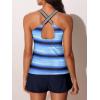 imageSummer Mae Modest Tankini Swimsuits for Women 2025 Two Piece Bathing Suits with Sporty Pockets Boy Shorts for Tummy ControlGradient Stripes