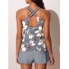 imageSummer Mae Modest Tankini Swimsuits for Women 2025 Two Piece Bathing Suits with Sporty Pockets Boy Shorts for Tummy ControlMisty White Blossoms